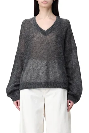Brunello Cucinelli Truien, Dames, Zwart, XL, Luxe Mohair V-hals Pullover Trui