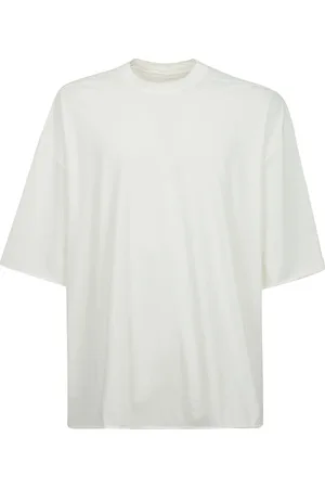Rick Owens Tops, Dames, Wit, ONE Size, Katoen, Witte Katoenen Crew Neck T-shirt