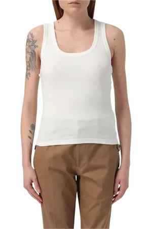Burberry Tops, Dames, Wit, XS, Witte Geribbelde Gebreide Tanktop
