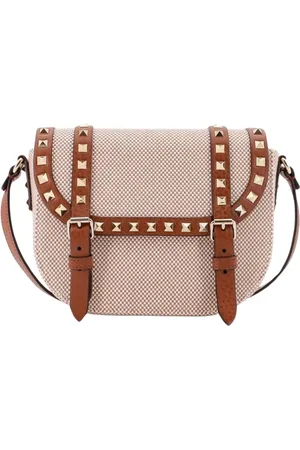 VALENTINO GARAVANI Tassen, Dames, Bruin, ONE Size, Leer, Bruine Rockstud Crossbody Tas