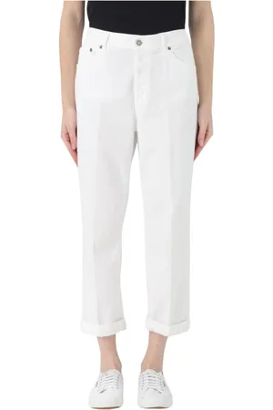 Dondup Jeans, Dames, Wit, W27, Witte Straight Leg Jeans