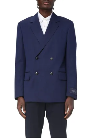 HUGO BOSS Jassen, Heren, Blauw, L, Stijlvolle Blauwe Blazer Jas