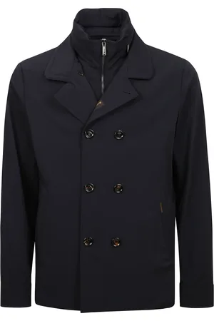 MOORER Jassen, Heren, Blauw, M, Dubbelbreasted jas met voorrits
