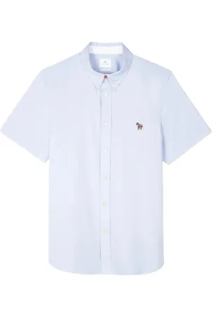 Paul Smith Overhemden, Heren, Blauw, M, Katoen, Sky Zebra Logo T-shirt met korte mouwen