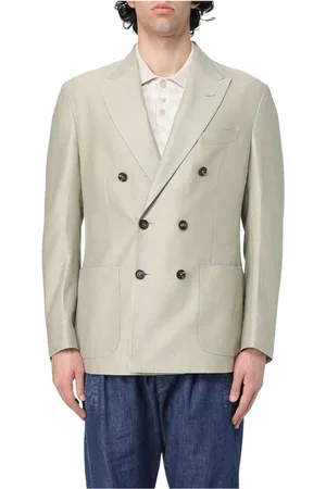ELEVENTY Jassen, Heren, Groen, XL, Linnen, Militaire Stijl Blazer Jas