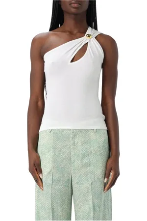 FEDERICA TOSI Tops, Dames, Wit, XS, Elegante Gebreide One Shoulder Top