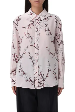 Alexander McQueen Blouses & Shirts, Dames, Roze, S, Roze Bloemen Zijden Blouse