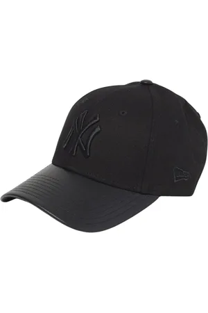 New Era Accessoires, Dames, Zwart, ONE Size, Katoen, Zwarte leren klep hoed voor vrouwen