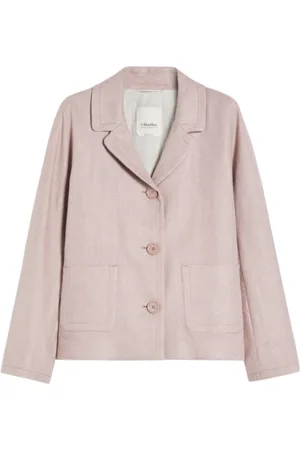Max Mara Jassen, Dames, Paars, XS, Linnen, Lila Linnen Blend Single Button Jacket