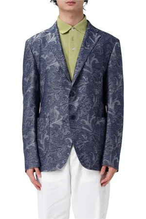 Etro Jassen, Heren, Blauw, XL, Blauwe Paisley Patroon Blazer