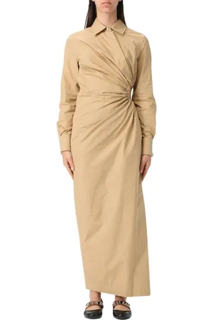 Max Mara Kleedjes, Dames, , 2Xs, Katoen, Zwarte Gedrapeerde Maxi Jurk Elegante Stijl