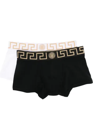 VERSACE Ondergoed, Heren, Zwart, L, Katoen, Zwart ondergoed met kenmerkende Greca-details