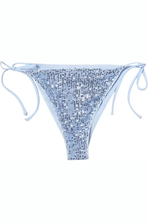 MC2 SAINT BARTH Badkleding, Dames, Blauw, M, Pailletten, Blauwe Sequin Bikini Broekjes