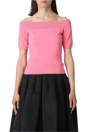 Alexander McQueen Truien, Dames, Roze, L, Roze Gebreide Off-the-Shoulder Top