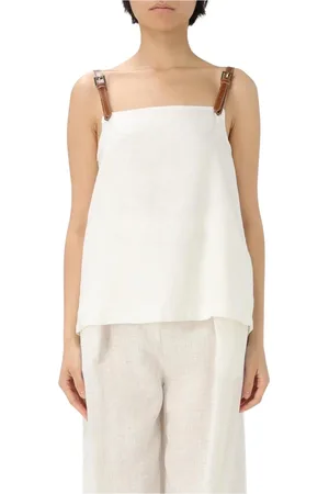 SEMICOUTURE Tops, Dames, Wit, M, Witte Mouwloze V-hals Top
