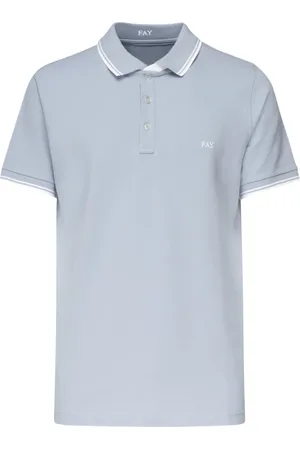 FAY Tops, Heren, Blauw, L, Katoen, Blauwe T-shirts en Polos met Korte Mouwen