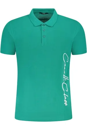 Roberto Cavalli Tops, Heren, Groen, XL, Katoen, Groen Katoenen Poloshirt Klassiek Ontwerp