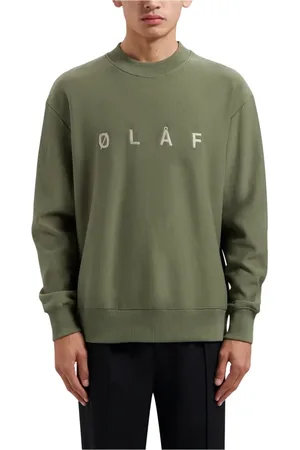OLAF HUSSEIN Sweatshirts & Hoodies, Heren, Groen, M, Geborduurde Crewneck Sweater