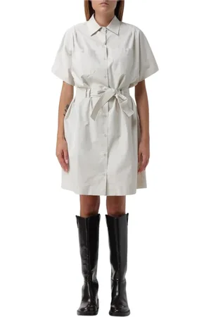 A.P.C. Kleedjes, Dames, Wit, S, Katoen, Witte Geceintuurde Mini Jurk