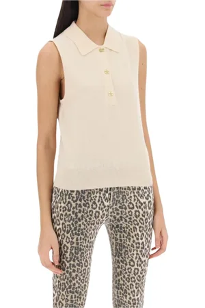 Ganni Tops, Dames, , L, Kasjmier, Kasjmier Gebreide Polo Top
