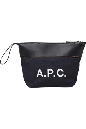 A.P.C. Tassen, Heren, Blauw, ONE Size, Denim, Denim Leren Make-up Tas