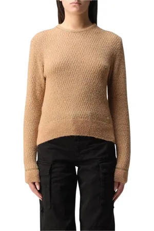 Pinko Truien, Dames, Bruin, L, Nylon, Gestructureerde Gebreide Pullover Sweater