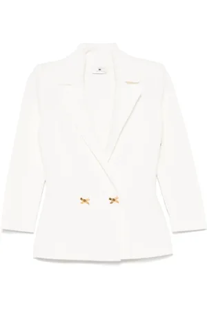 Elisabetta Franchi Jassen, Dames, Wit, L, Ivoor Jassen Kleding Bianco Ss 25