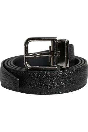 Dolce & Gabbana Accessoires, Heren, Zwart, 90 CM, Leer, Zwart Leren Klassieke Metalen Gesp Riem