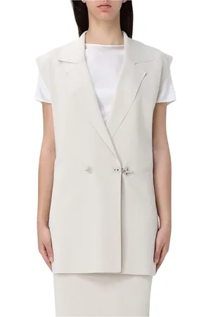 FAY Jassen, Dames, Wit, S, Wit Gilet met Klassieke Details