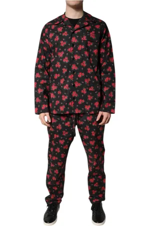 Dolce & Gabbana Nachtkleding & Lounge, Heren, Zwart, L, Katoen, Zwart Bloemenprint Katoenen Pyjamaset