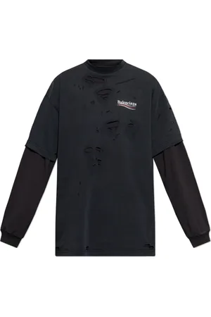 Balenciaga Tops, Heren, Zwart, S, Katoen, T-shirt met logo