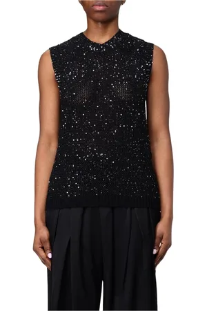 Golden Goose Truien, Dames, Zwart, XS, Zwart Paillet Gebreid Vest