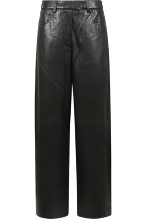 REMAIN Birger Christensen Broeken, Dames, Zwart, S, Wijde Cocoon Leren Broek