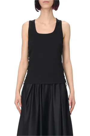 Burberry Tops, Dames, Zwart, XS, Katoen, Zwarte Geribbelde Mouwloze Tanktop