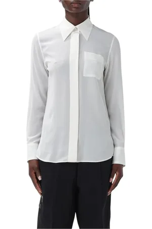 Lanvin Blouses & Shirts, Dames, Wit, S, Elegante Beige Zijden Blouse Shirt