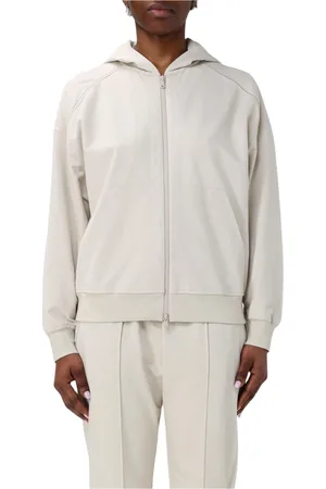Brunello Cucinelli Sweatshirts & Hoodies, Dames, Wit, S, Witte Zip Up Hoodie Relaxte Pasvorm