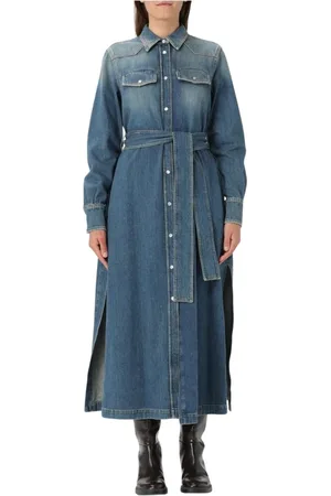 Golden Goose Kleedjes, Dames, Blauw, 2Xs, Chique Blauwe Midi Jurk met Stijl