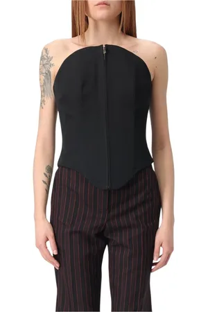 Alexander McQueen Tops, Dames, Zwart, 2Xs, Zwarte Strapless Corset Top Rits