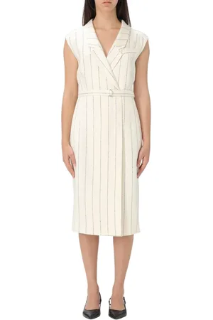 HUGO BOSS Kleedjes, Dames, Veelkleurig, S, Gestreepte Ceintuurjurk