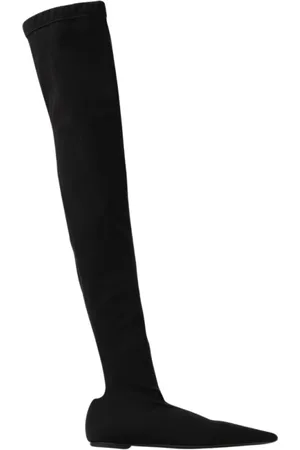 Dolce & Gabbana Schoenen, Dames, Zwart, 37 EU, Zwarte puntige over-de-knie laarzen
