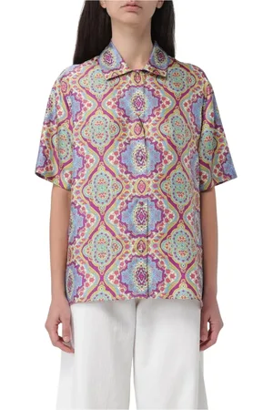 Etro Blouses & Shirts, Dames, Veelkleurig, M, Blauwe Paisley Print Overhemd
