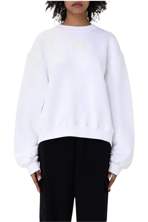 Alexander Wang Sweatshirts & Hoodies, Dames, Wit, M, Katoen, Wit Logo Crewneck Sweatshirt