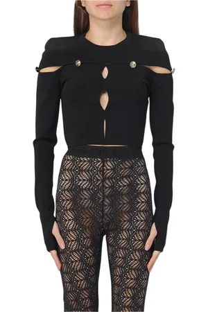 VERSACE Truien, Dames, Zwart, M, Zwarte Gebreide Trui