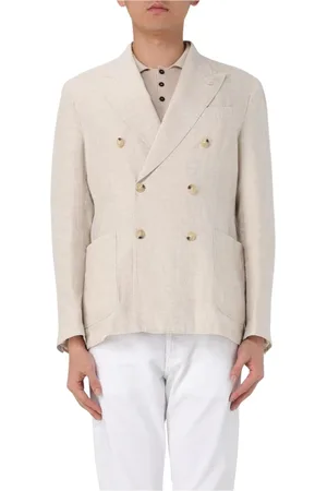 Manuel Ritz Jassen, Heren, , 2Xl, Linnen, Blauw Double-Breasted Pakjasje