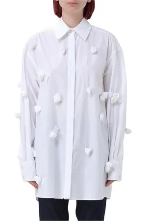 Sportmax Blouses & Shirts, Dames, Wit, S, Katoen, Elegante Poplin Shirt voor Vrouwen