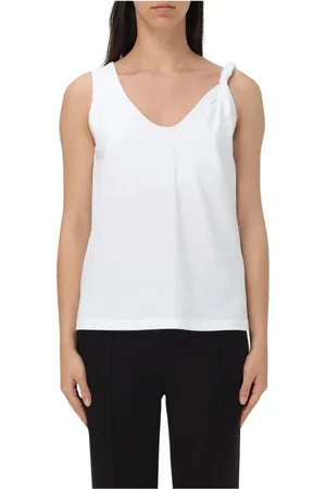 FEDERICA TOSI Tops, Dames, Wit, XS, Katoen, Witte Geknoopte Mouwloze Top
