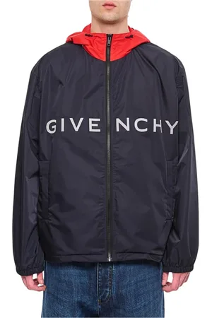 Givenchy Jassen, Heren, Blauw, M, Nylon, Twee Tinten Logo Windbreaker Jas