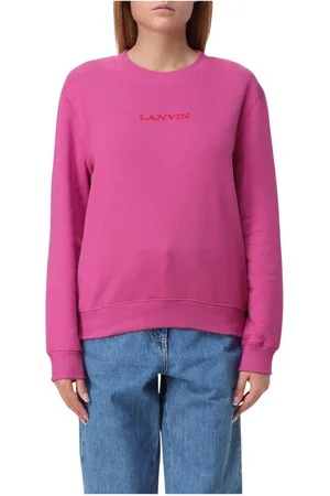 Lanvin Sweatshirts & Hoodies, Dames, Roze, M, Katoen, Fuchsia Logo Sweatshirt Damesmode