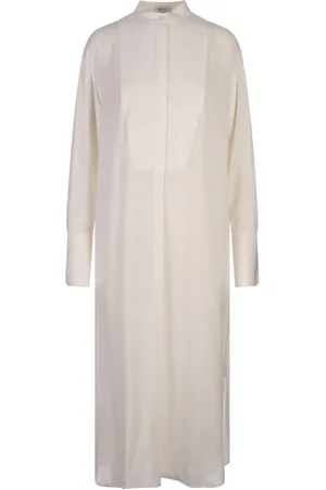 Alexander McQueen Kleedjes, Dames, Wit, XS, Witte Georgette Overhemdjurk voor Vrouwen