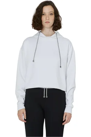 John Richmond Sweatshirts & Hoodies, Dames, Wit, M, Polyester, Crop hoodie sweatshirt met ton-sur-ton geborduurd logo